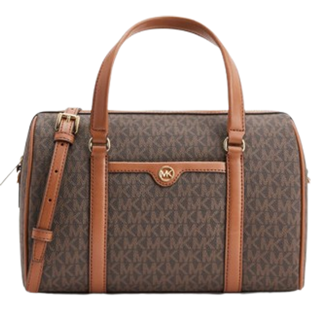 Womens Signature PVC and Smooth Leather Travel Duffle Crossbody Bag - Brown - One Size