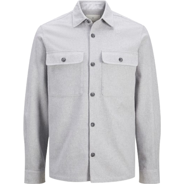 JACK&JONES JPRRAYMOND SOLID Tröja LS SN skjortjacka, ljusgrå melange/passform: Comfort FIT, L, Ljusgrå melange/passform: bekväm passform, L