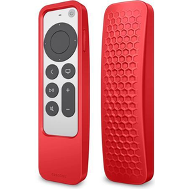 Fintie 2-i-1 skyddsfodral för 2021 2022 Apple TV Siri Remote – lätt stötsäkert skydd för Apple TV 4K/HD Siri fjärrkontroll (2:a gen/3:e generationen), röd
