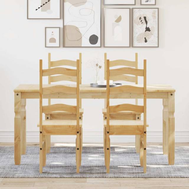 vidaXL 5 Piece Dining Set Panama Solid Wood Pine - Brown