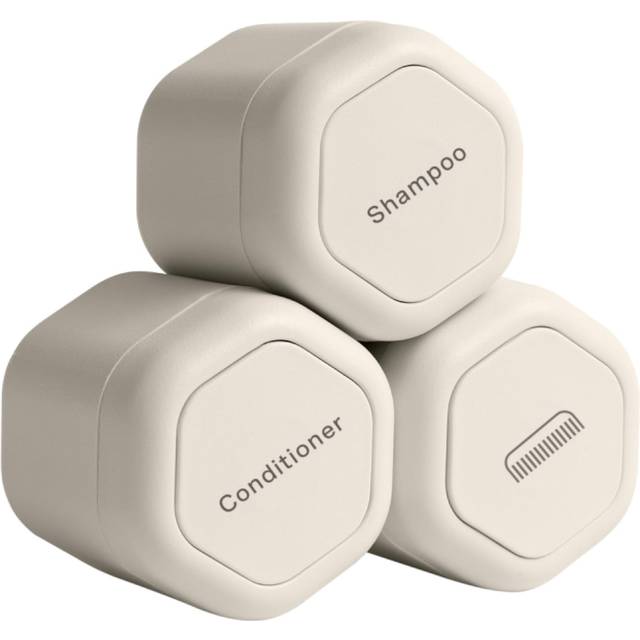 Cadence Travel Containers - Haircare Set - Magnetic Travel Capsules - For Shampoo  Conditioner  Hair Styling Product - 3 Flex Mediums (1.32oz) with Sh