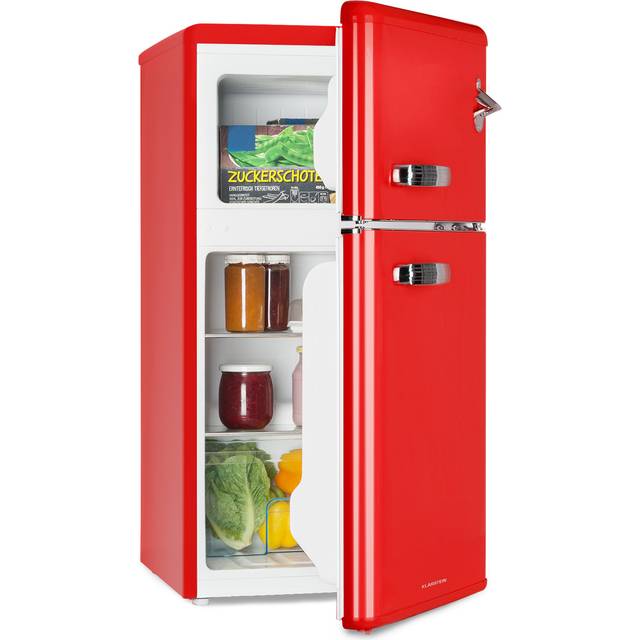Upright freezer fridge freestanding food chiller home kitchen vegetable box red