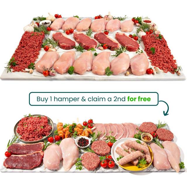 MuscleFood Buy One Get One For £10 Hamper, Double the Value, Top-Quality Meats, Chicken, Pork, Beef, Meal Prep, BBQ, Freezer, 2.5kg Chicken Breast,