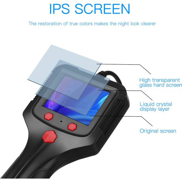 P100 Industrial Endoscope 5.5mm 1080P Digital Borescope IP67 Waterproof Snake Scope Camera Handheld 8mm Lens & 2m Cable black