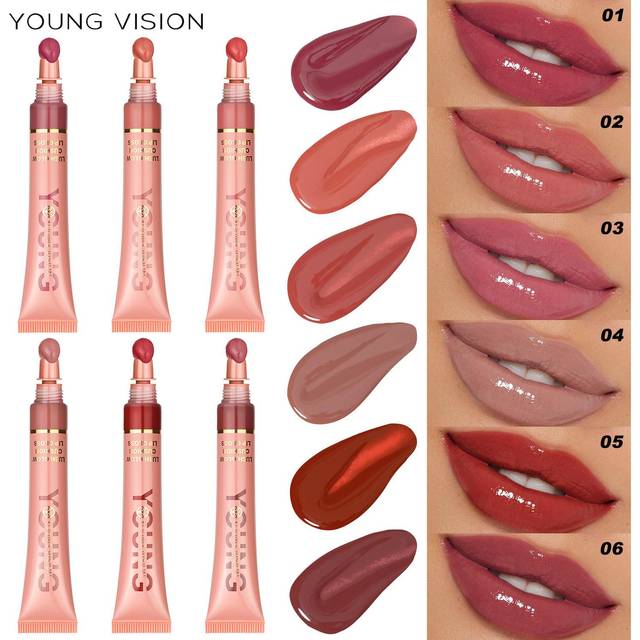 YOUNG VISION Liquid Water Gloss lip gloss plush brush head extruded lip gloss lip glaze 10ml