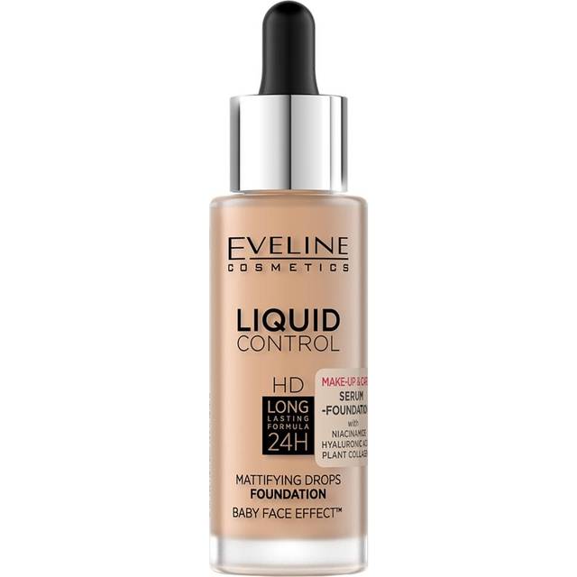 Eveline Liquid Control HD Mattifying Face Foundation with Niacinamide - Shade Honey 055, 32 ml