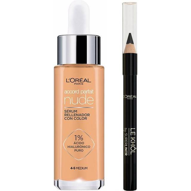 L'Oréal Paris - Perfect Nude Tinted Serum Set - 4/5Medium + Mini Super Liner le Khol - 2 pièce