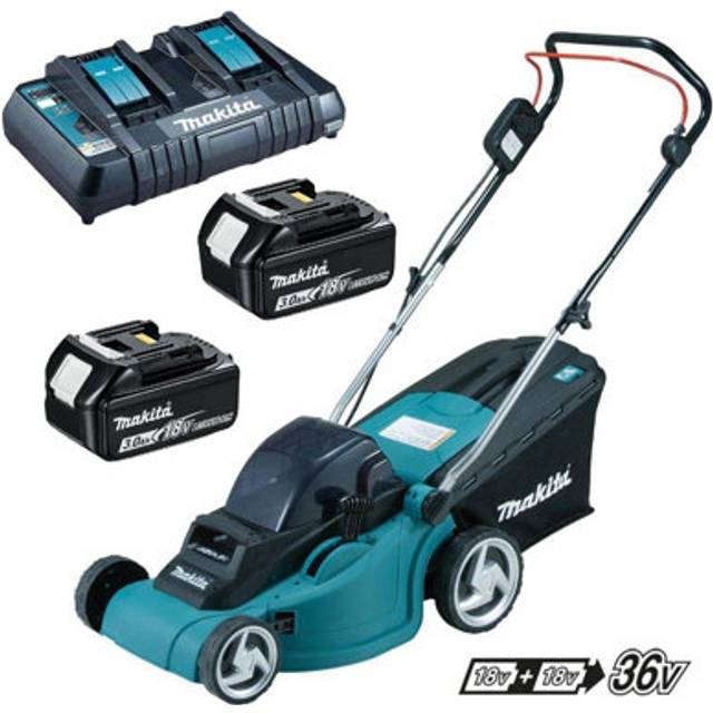 Makita DLM380RT2 18v 36v LXT Cordless Lawn Mower 2 x 3.0ah Battery Dual Charger