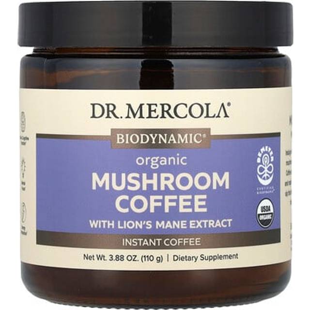 Dr. Mercola Biodynamic Organic Mushroom Coffee with Lion&#39;s Mane Extract Instant Coffee 3.88 oz