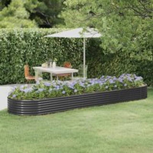 Garden Raised Bed Powder-coated Steel 396x100x36 cm Anthracite - Black - One Size