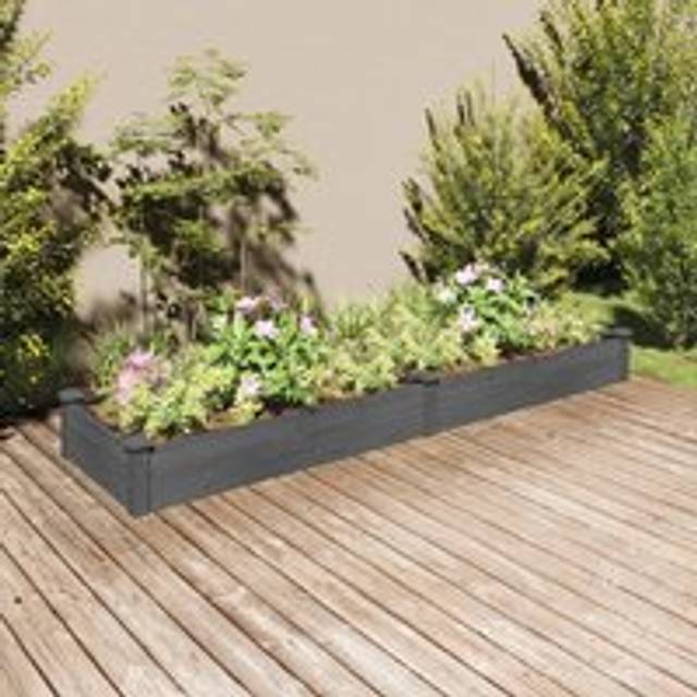 Garden Raised Bed with Liner Grey 240x60x25 cm Solid Wood Fir - One Size