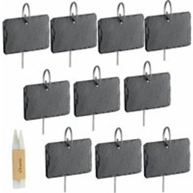 Rosemary - LaBlanc - 10 Pcs Slate Plant Labels for Plants, Garden Plant Markers, Natural Labels with Metal Stakes and Chalk Pens for Yard, Outdoor &