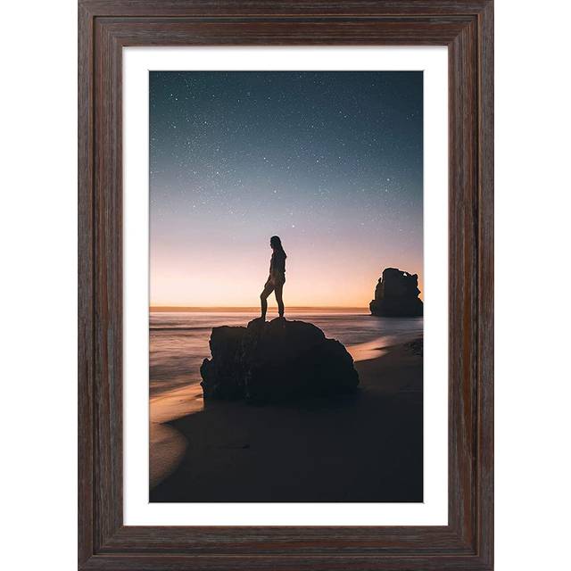 Golden State Art  Wooden Picture Frame - 13 x 19 Frame for 11 x 17 Photo Display  Distressed Dark Brown