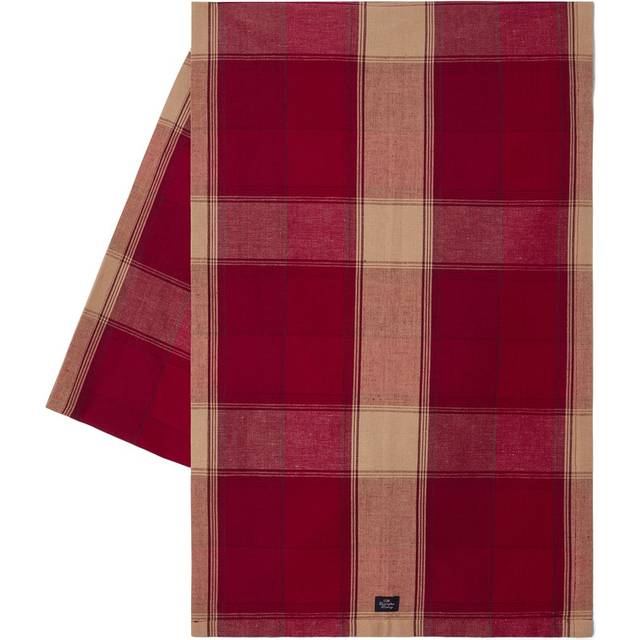 Lexington Checked linen-cotton löpare 50x350 cm Röd-beige