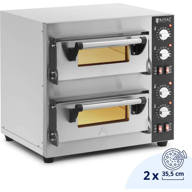 Electric Pizza Oven - 1 x 35 cm - 1 chamber - 2000 W - fireclay brick - Royal Catering RCPO-1001-N