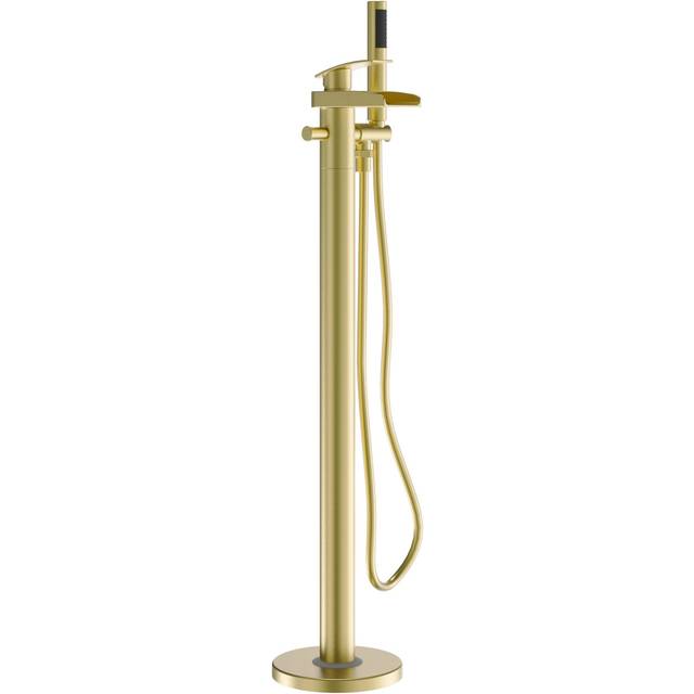Brushed Brass Freestanding Bath Shower Mixer Tap - Elina