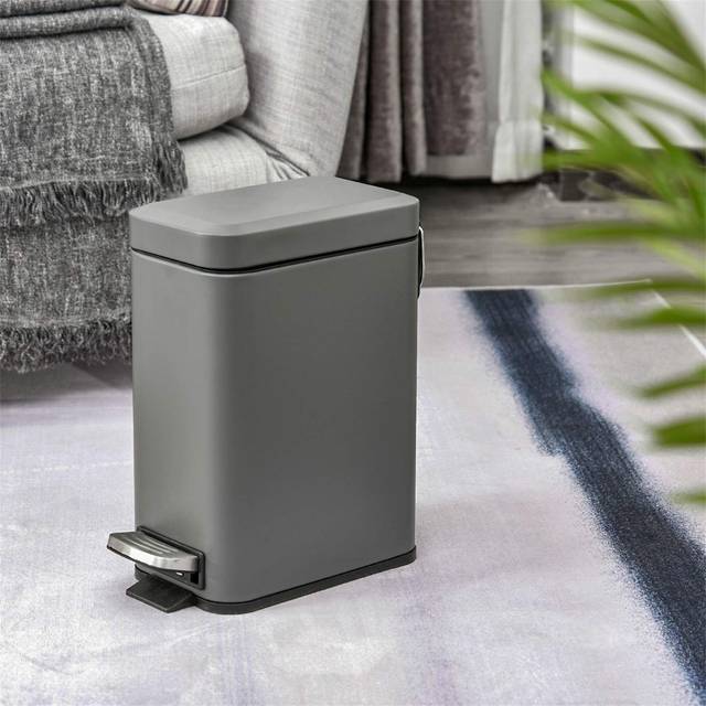 Aarvin 5 Litre Step On Rubbish Bin - Grey (5L)