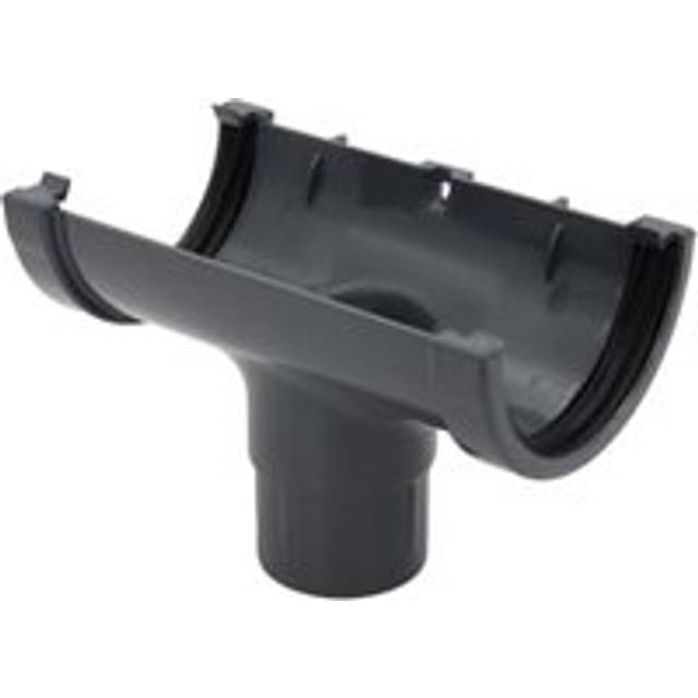 FloPlast 76mm Anthracite Grey MiniFlo Gutter Running Outlet