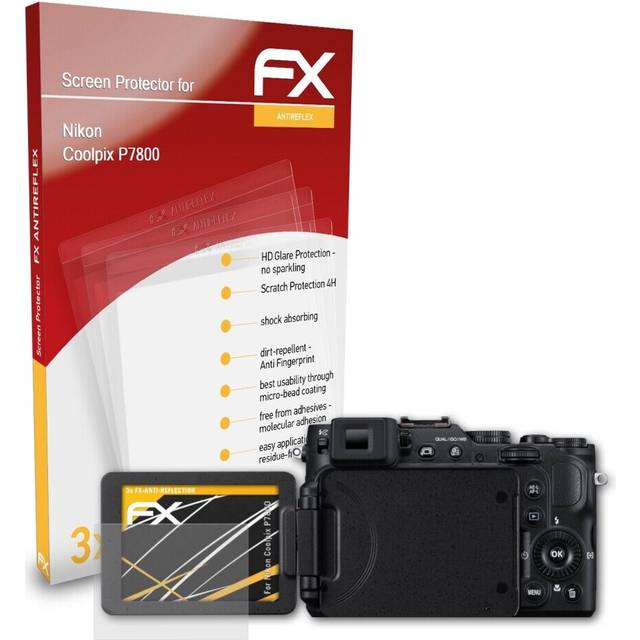Atfolix 3x screen protection film for nikon coolpix p7800 matt&shockproof