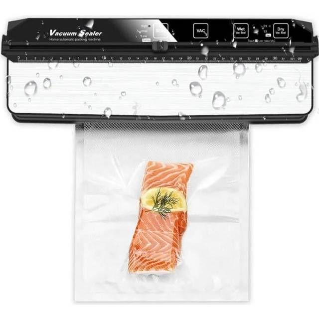 Electric Home Professional Food Vacuum Sealer Machine Widen Double Pump Thermal Sealing for Foods Preservation with Storage Bags EU Plug vit/svart