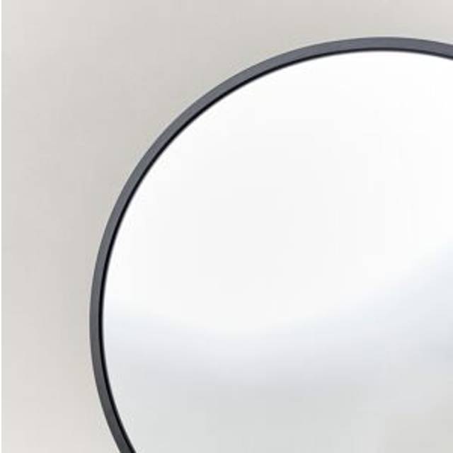 Round Black Wall Mirror - 40cm x 40cm Material: Mirrors