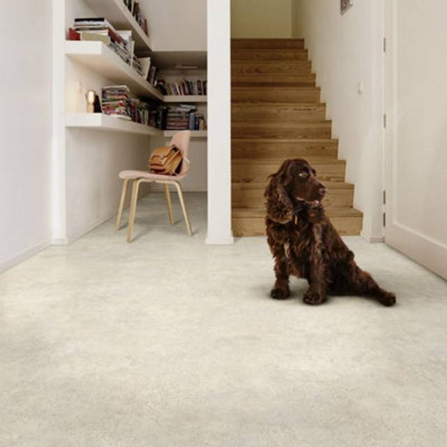 "(5m(16'4"") X 4m(13'1"")-20mÂ², Earth White Concrete) Concrete Effect Non Slip Cushion Backed Vinyl Flooring For LivingRoom Kitchen"