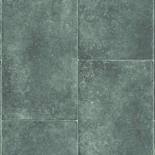 Grey Tile Effect 2.0mm Felt Backed Vinyl Flooring Sheet-2mX3m - Black - One Size