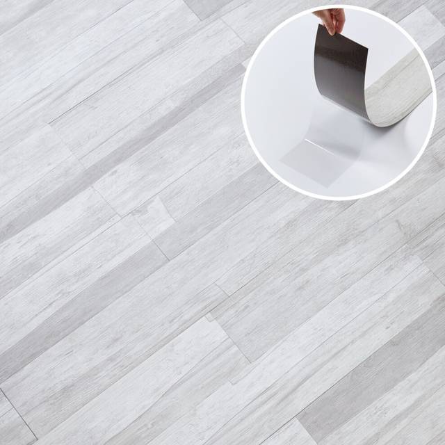 (Light Grey, 7) Self Adhesive Floor Planks  - Vinyl Flooring Set Peel and Stick Floor Tiles 36x5.98in (91.4x15.2cm) - Vinyl Floor Tiles Wood Effect