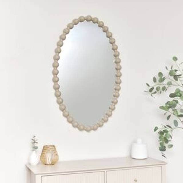 Large Oval Taupe Bobble Bobbin Wall Mirror 110cm x 70cm Material: Mirrors