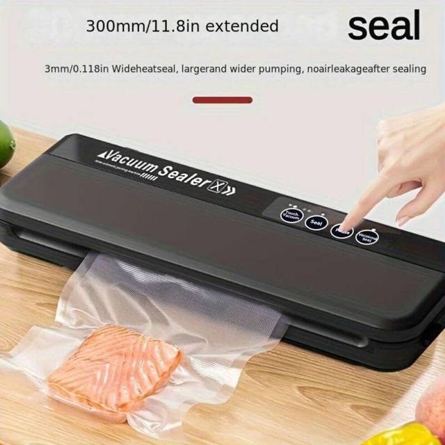 (black, EU Plug) Automatic Vacuum Sealing Machine With Longer Automatic Lock Suitable For Small Household Packaging Preservation Storage Bags