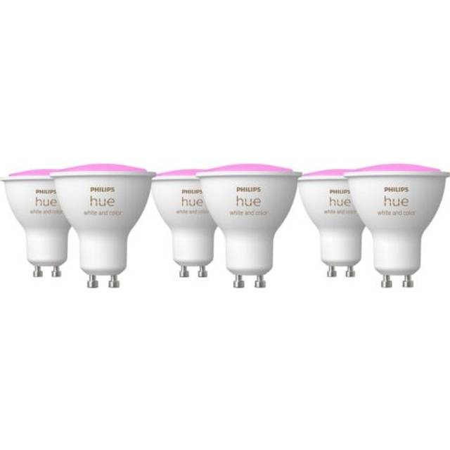 Philips Hue White & Colour Ambiance Wireless Smart LED Bulb with Bluetooth, 4.2W GU10, Pack of 6