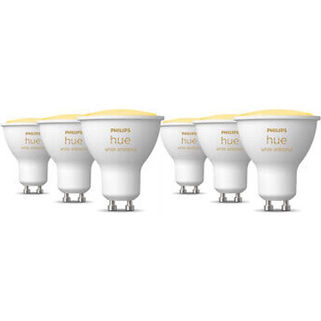 PHILIPS HUE White Ambiance Smart LED Spotlight - GU10, Pack of 6