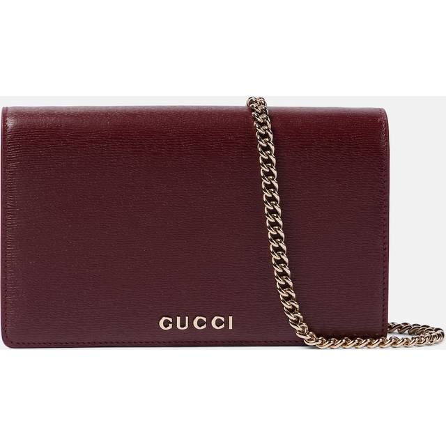 Gucci Gucci Script leather wallet on chain - red (One Size)