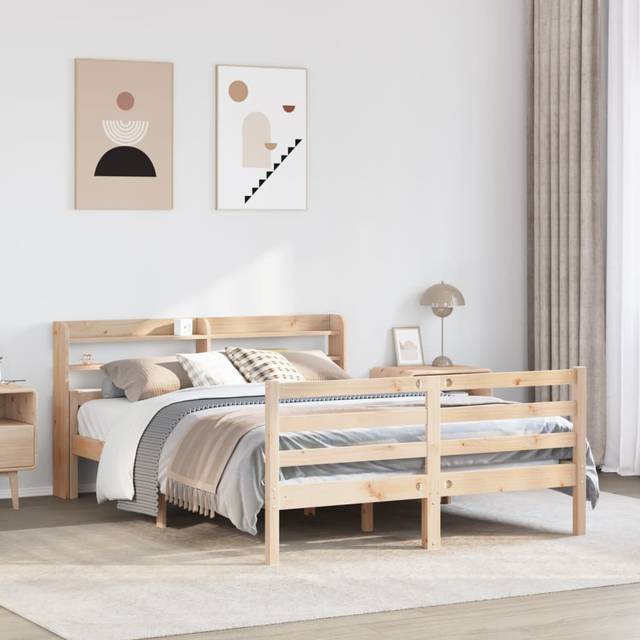 vidaXL Bed Frame with Headboard without Mattress 135x190 cm Double - Brown