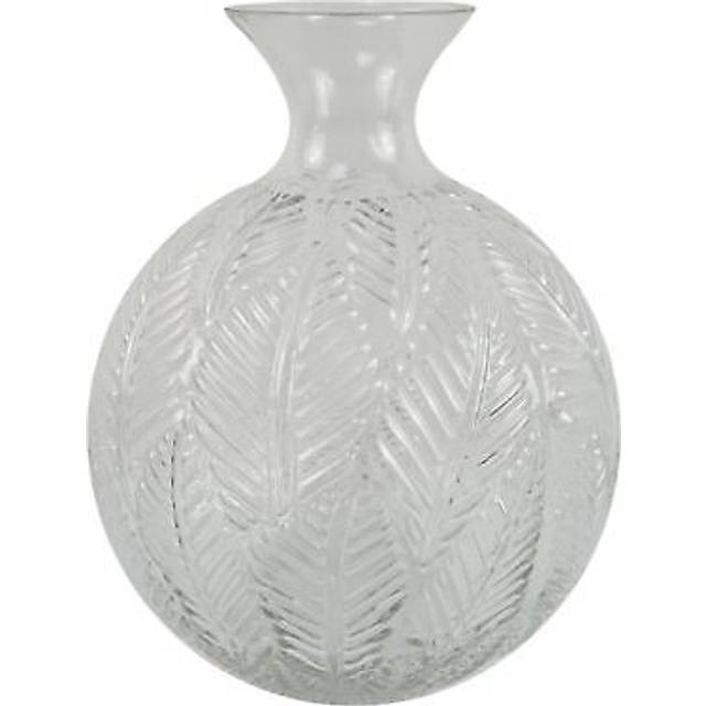 Glass Vase Clear Fern Print Glass Bottle Vase 26Cm Botanik, White