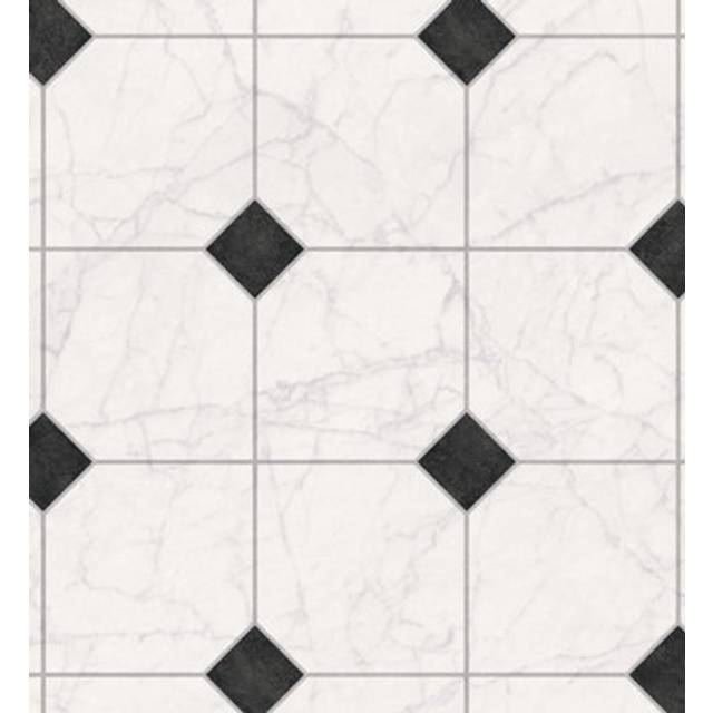 "(2m(6'6"") X 4m(13'1"")-8mÂ², White Black Chequers 05) Stone Tile Effect NonSlip Lino Vinyl Flooring For LivingRoom Kitchen Sheet Vinyl"