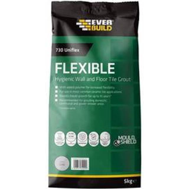 Everbuild 730 Universal Flexible Hygenic Wall And Floor Tile Grout Grey 5kg