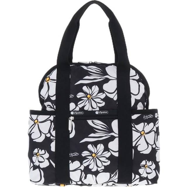 Official Rucksack Backpack DOUBLE TROUBLE Black and White Blooms FREE [LeSportsac] BACKPACK/2442 Women's