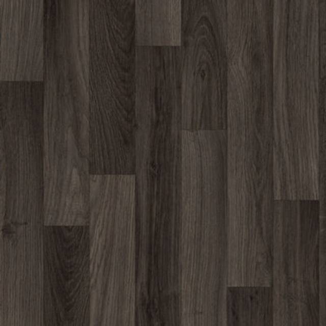 Dark Brown Wood Effect Cushion Backed Vinyl Flooring Sheet-3mX4m - Black - One Size