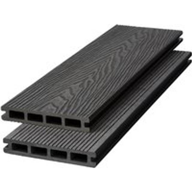 Livingandhome - wpc Decking Waterproof Floor Tiles Set with Accessories Kit Dark Grey,8.4㎡