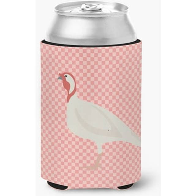 Carolines Treasures Beltsville Small White Turkey Hen Pink Check Decorative Can Hugger  Multicolor