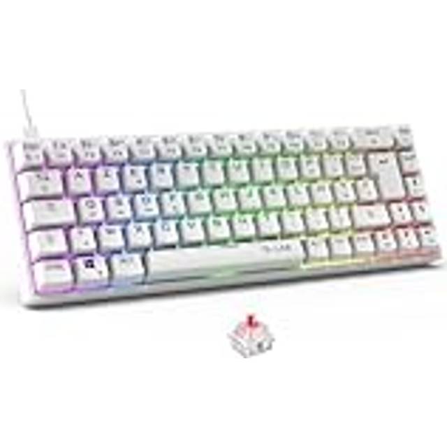 The G-Lab Keyz Titanium - vitt gamer-tangentbord, 65% AZERTY, USB - rött mekaniskt tangentbord - 100% anpassningsbart RGB-, anti-ghosting, programmerbart makro - för PC, PS4, PS5, Xbox - ny (vit)