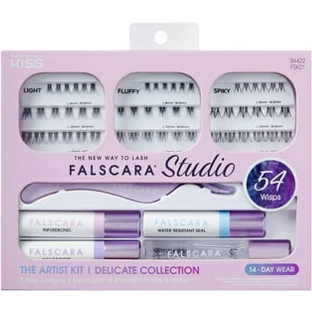 FALSCARA STUDIO Lash Extension Kit  54 Stackable Lash Clusters  Light Volume  8mm-12mm  ?elicate False Eyelashes  InfuseBond  Water-Resistant Seal  Bo