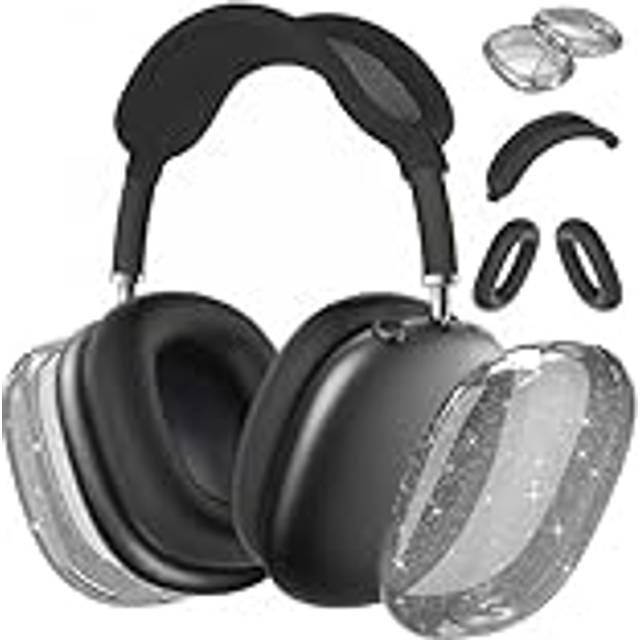 Aiaabq Fodral för AirPods Max-hörlurar (2024/2020), repfri örondyna/öronkoppar/pannbandsfodral för AirPods Max (USB-C). Klar mjuk TPU och silikon, repsäker mot huden.