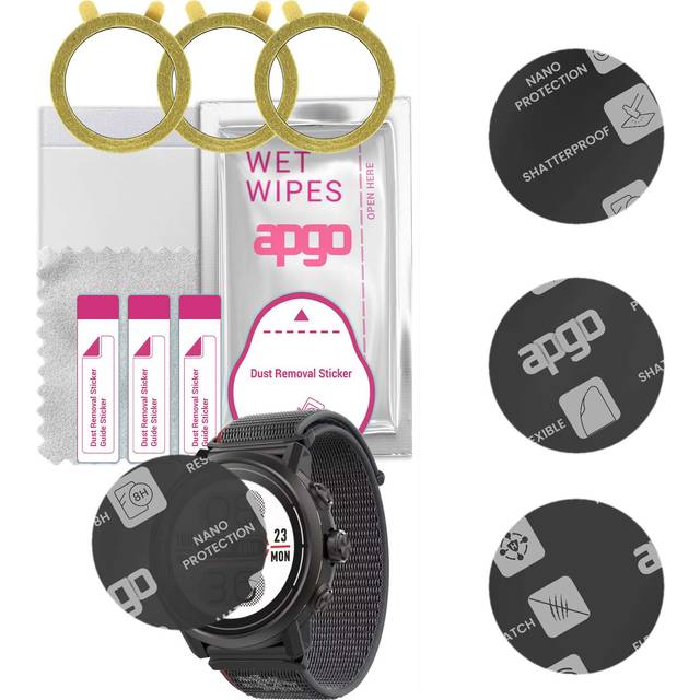 3x apgo MATTE Hybrid protective glass compatible with Coros APEX 2 Pro, flexible nano glass, great replacement for tempered glass, scratch-resistant,