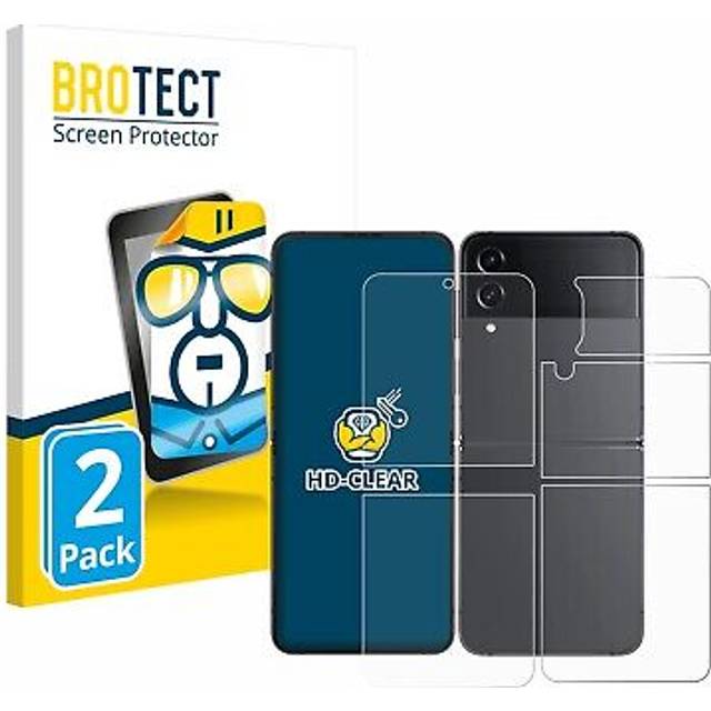 2x screen protector for samsung galaxy z flip 4 (front+back) clear protection