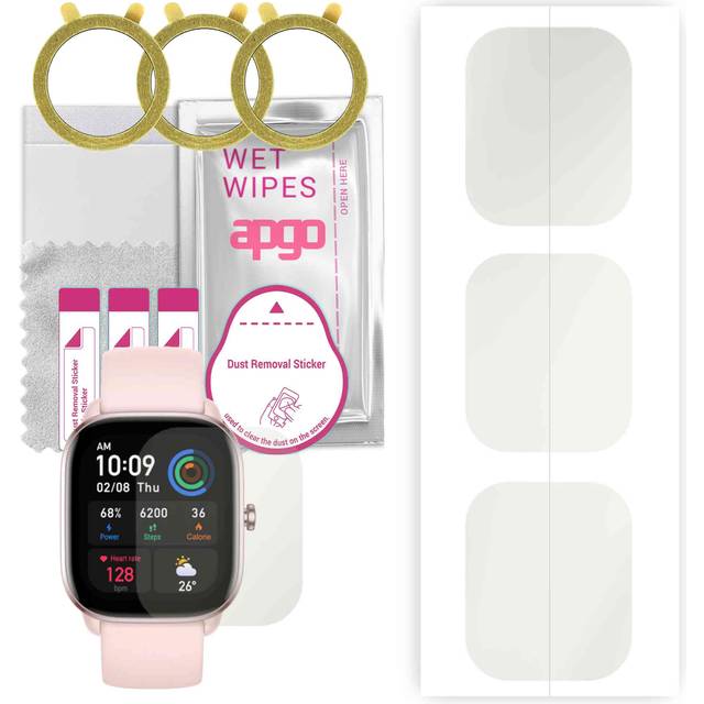 3x apgo Hydrogel Matte Screen Protector for Amazfit GTS 4 Mini, Hydrogel Film, Flexible, Soft TPU with positioning layer easy installation