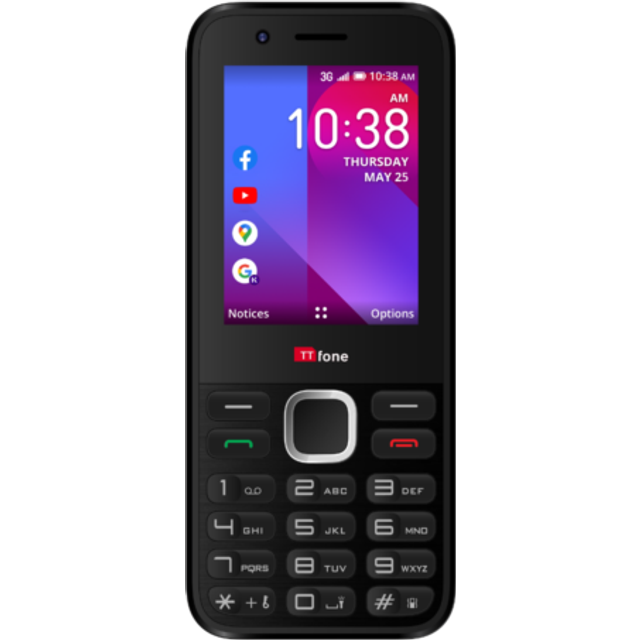 TTfone TT240 Simple Easy to use Mobile Phone with USB Cable and Giff Gaff Pay As You Go Sim Card