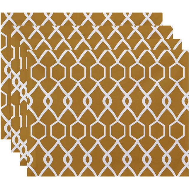 E By Design Charleston Geometric Print Placement  18 by 14  Dijon