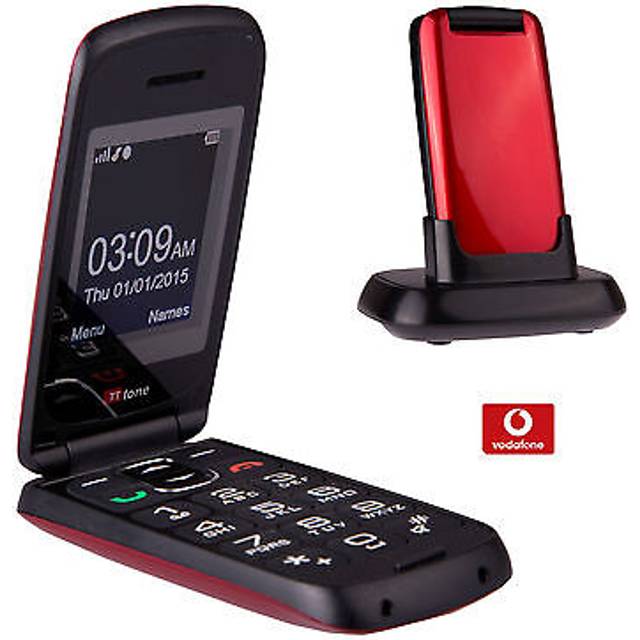 Ttfone star tt300 big button simple easy senior flip sim free mobile phone - red